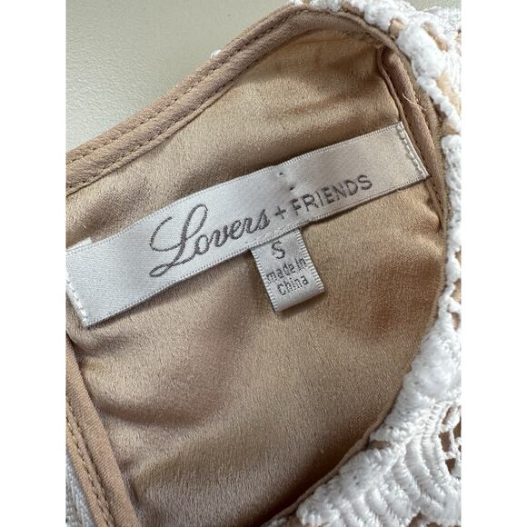 Lovers and Friends Caspian Chunky Lace Shift Dress S White Tan Nude Coquette - Picture 6 of 16